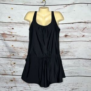 Smismivo NWT Size L Black One Piece Shorts Romper Swimsuit w/ Pockets